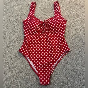 Pink Lily Red Polka Dot One-piece Swimsuit